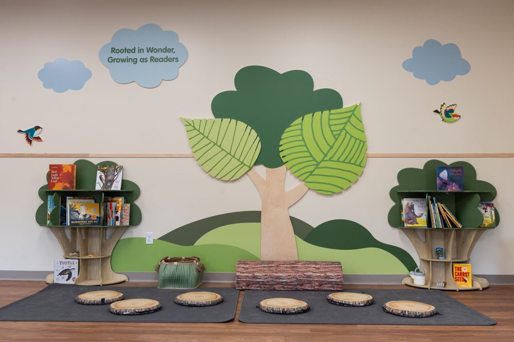 reading area at appletree & gilden woods daycare